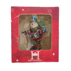 Huntington Resin Wood Look Christmas Ornament - Sledding Snowman Standing Swedis